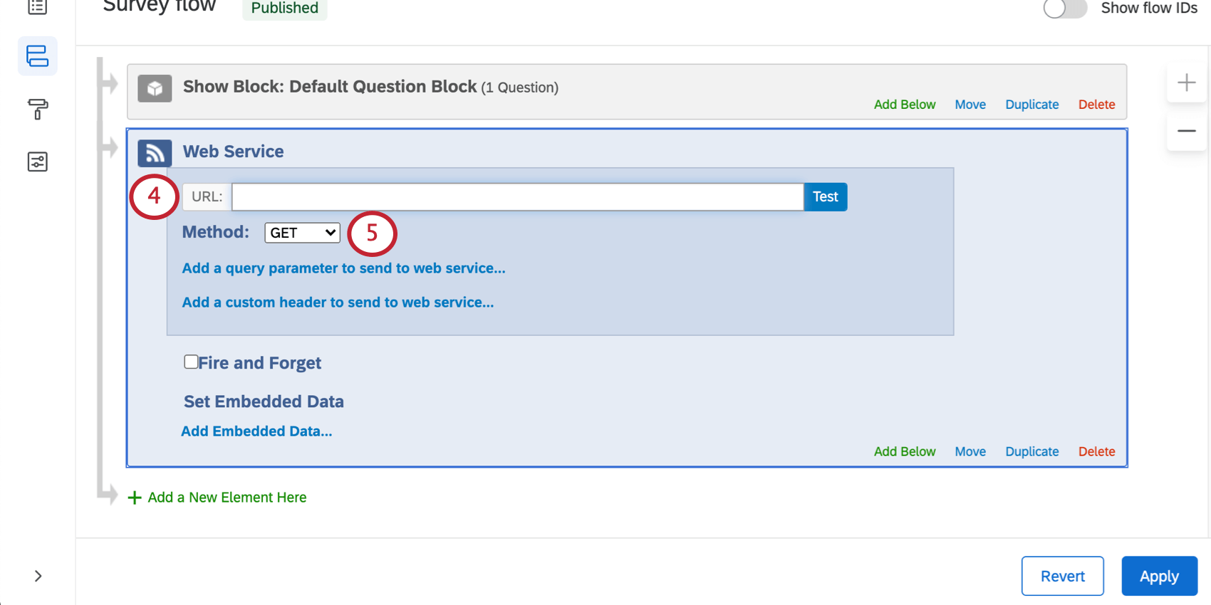 Field for URL in a web service followed by method