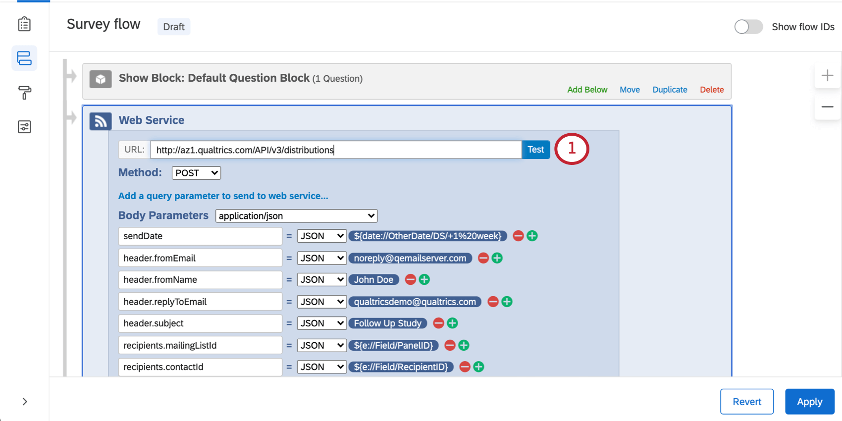 Bouton Test URL suivant le champ URL