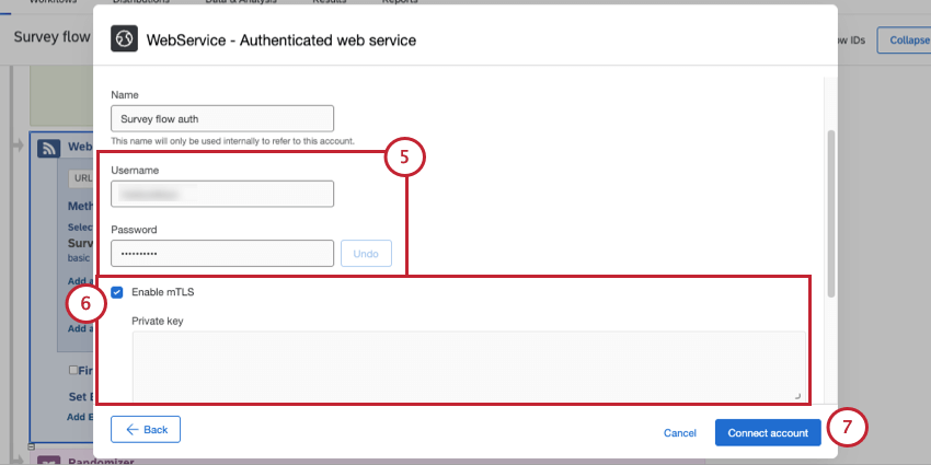 Completar y guardar las credenciales del servicio web