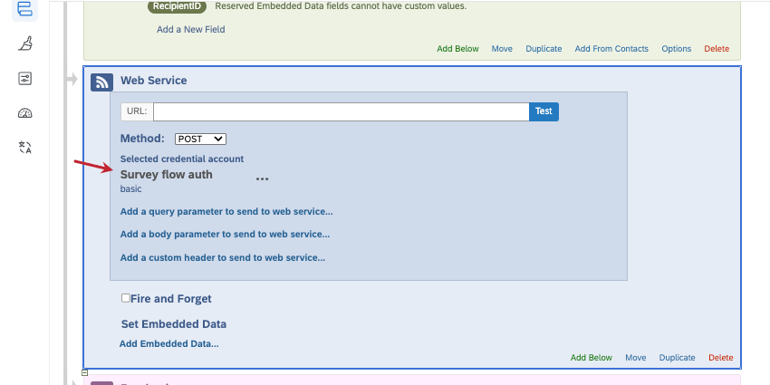instead of select credentials, the name of the authentication credentials appear