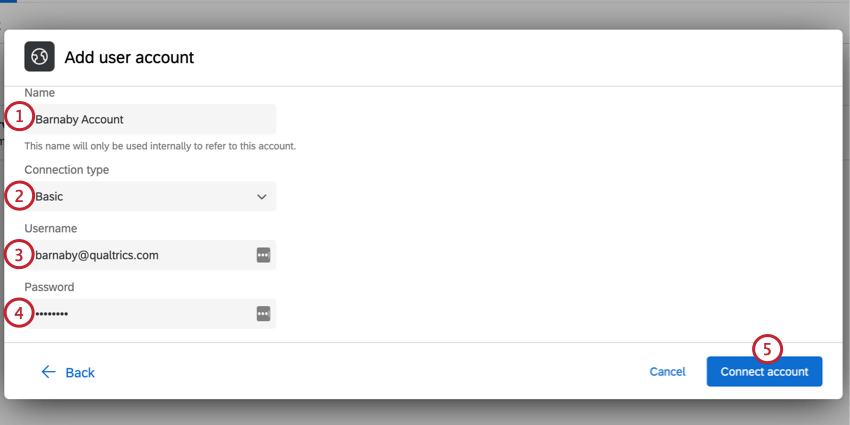 aggiunta di un nuovo account di autenticazione di base