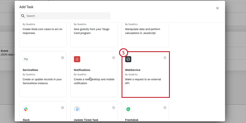 lévènement du webservice