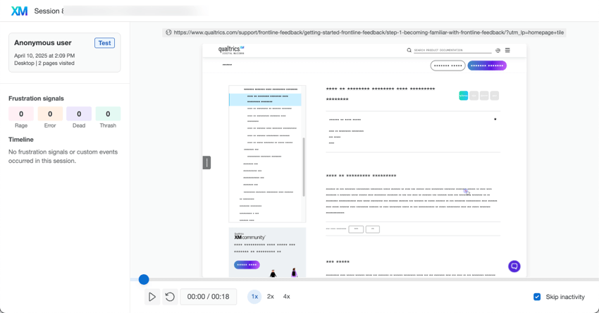 image dun enregistrement de session ouvert et en cours de lecture