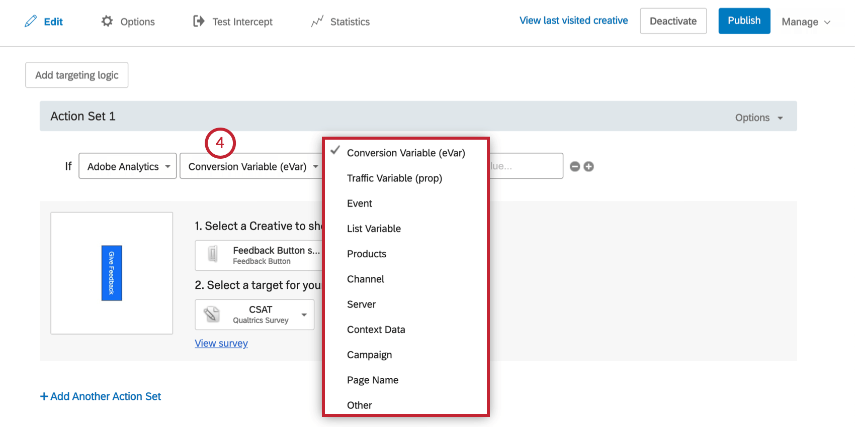 Second field dropped down to reveal variable types