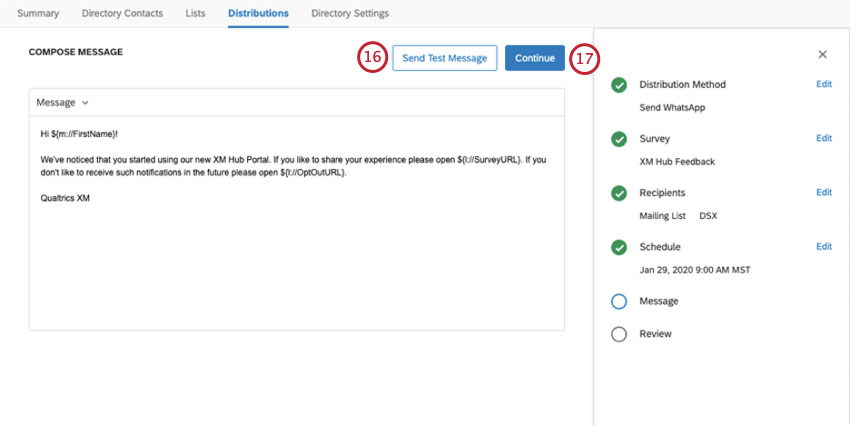 Buttons for testing & submitting distribution