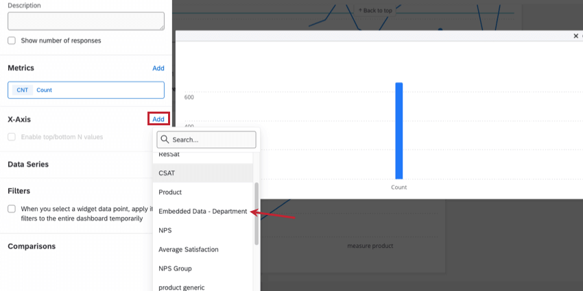 Capture décran de lajout de champs à un Widget, mais lun des champs a un nom long et peu pratique
