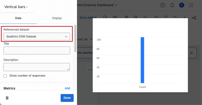 image of referenced dataset menu in the widget editing pane