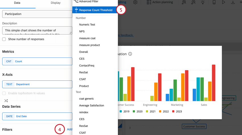 adicionar um filtro limite de contagem de respostas a um widget