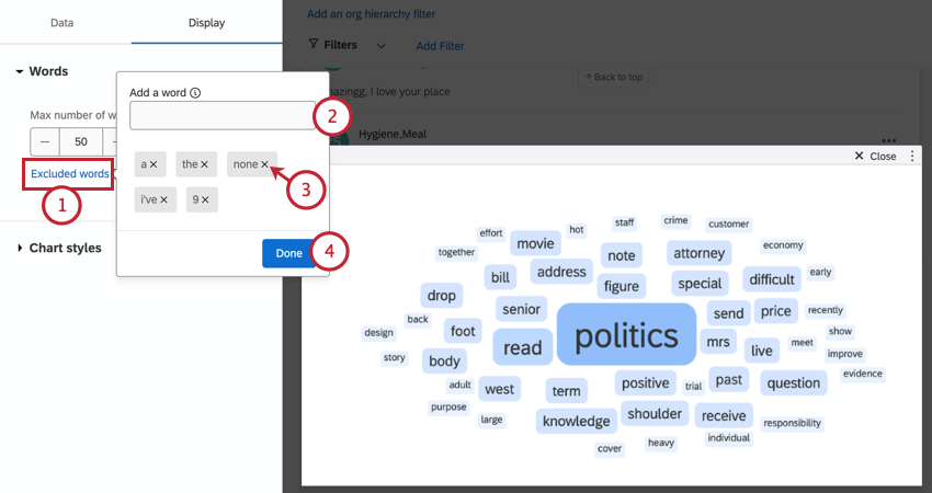 adding excluded words to the widget