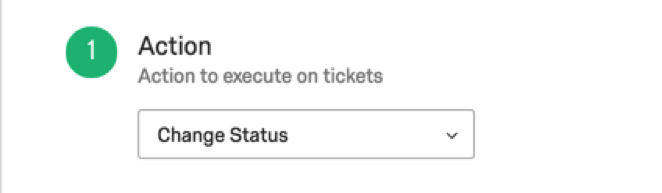Conjunto de ações como Alterar status
