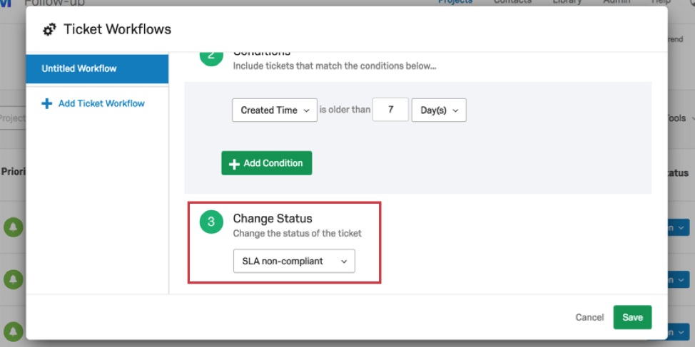SLA-Änderungsstatus nicht konform