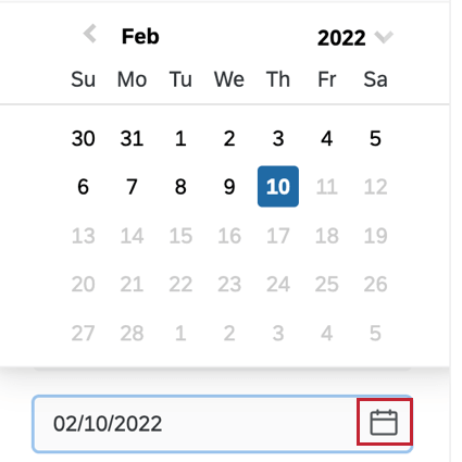 le sélecteur de calendrier pour choisir une date