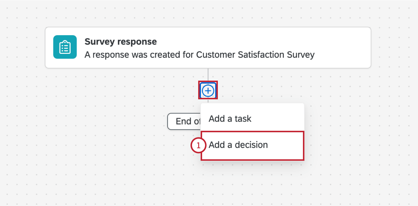 hinzufügen einer Entscheidung zu einem Workflow durch Anklicken