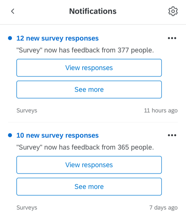 o feed de notificações que exibe notificações