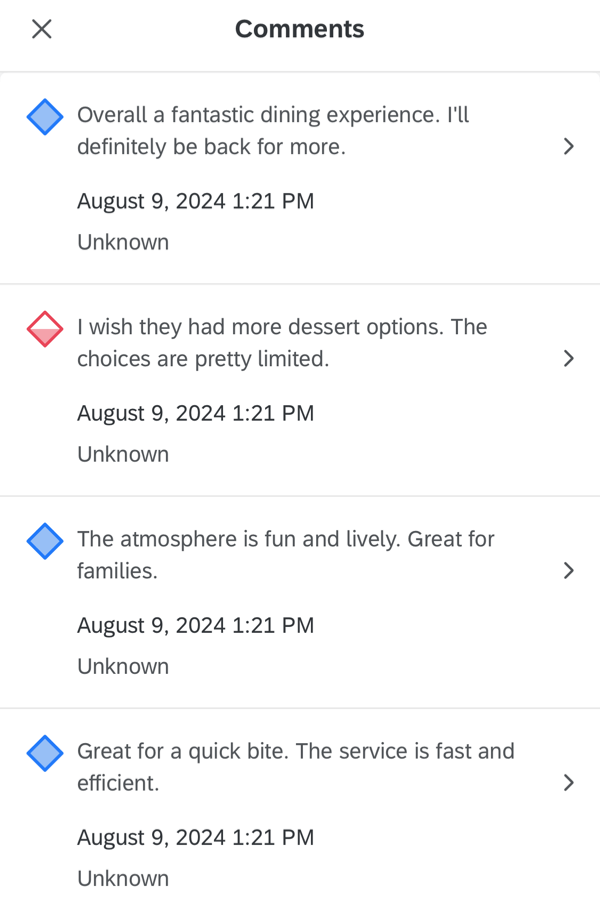 comments in text iq with sentiments