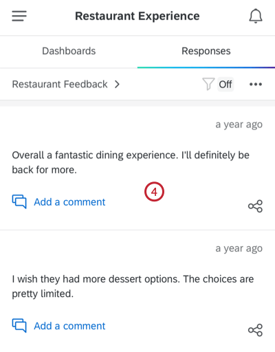 viewing a list of responses