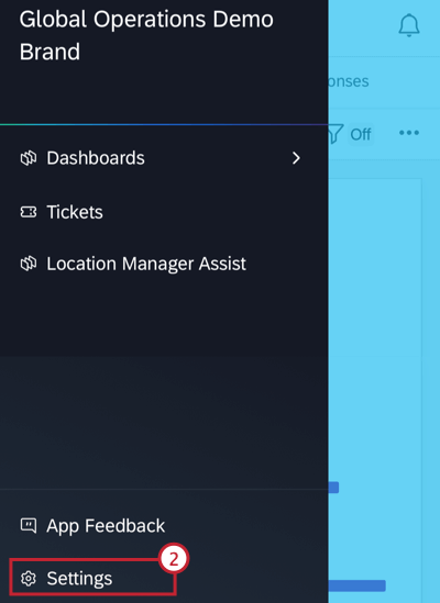 settings in the app menu