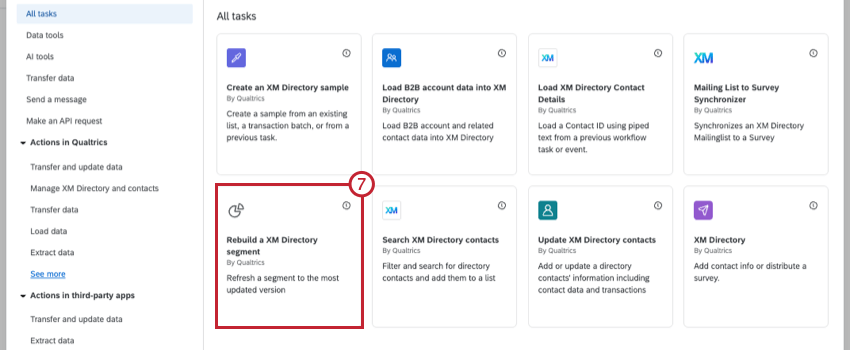 reconstruir uma tarefa segmento de diretório xm no menu tarefa