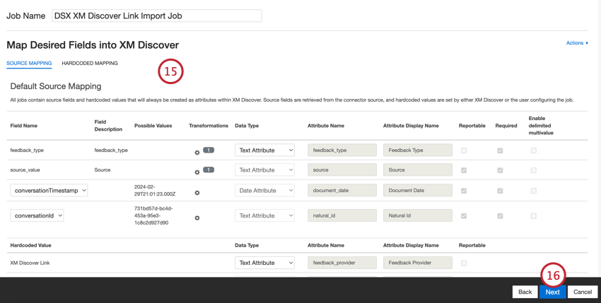 regolazione delle mappature dei dati