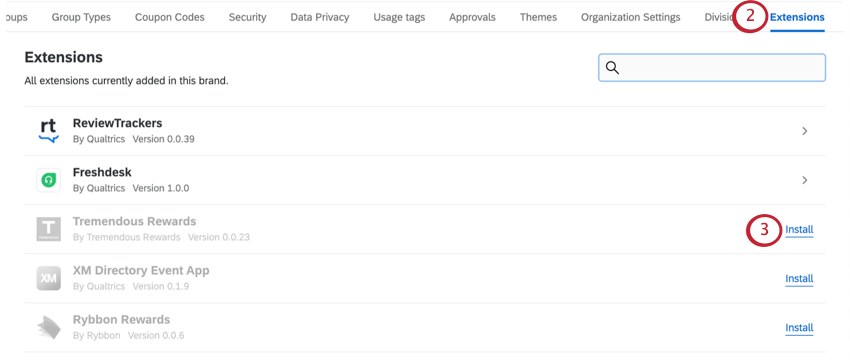 Installazione dalla pagina Estensioni di Admin