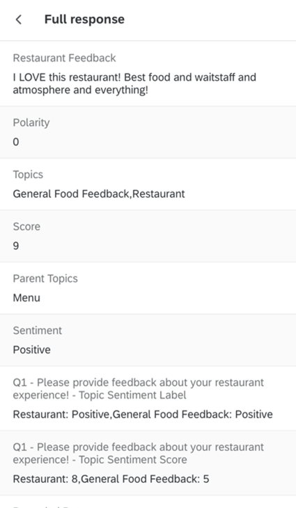 viewing a full response in the app