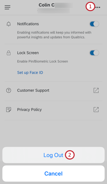 meldet sich von der App ab