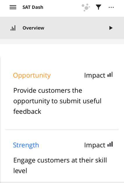 a focus areas widget in the app