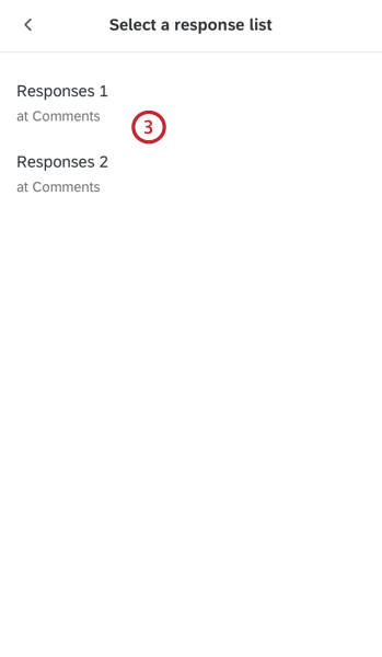 escolher uma lista respostas para visualizar