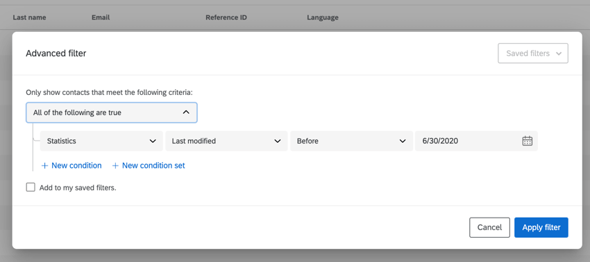 finding contacts that were modified before June 30, 2020