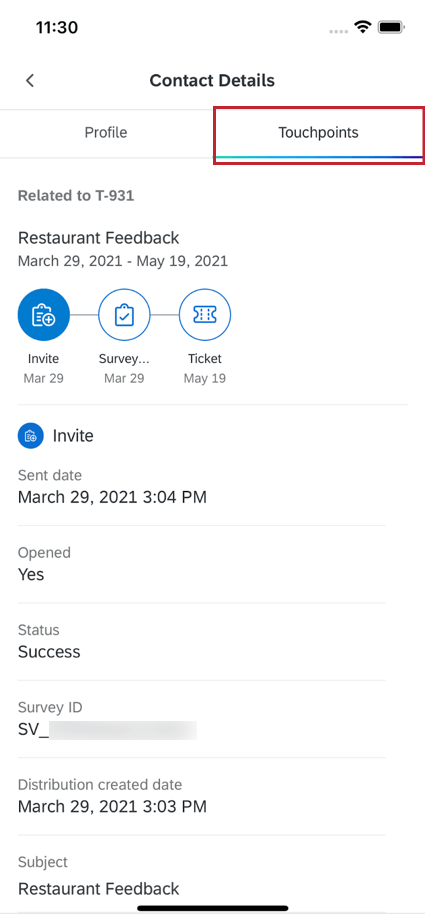 Detailed section that appears when a touchpoint has been clicked