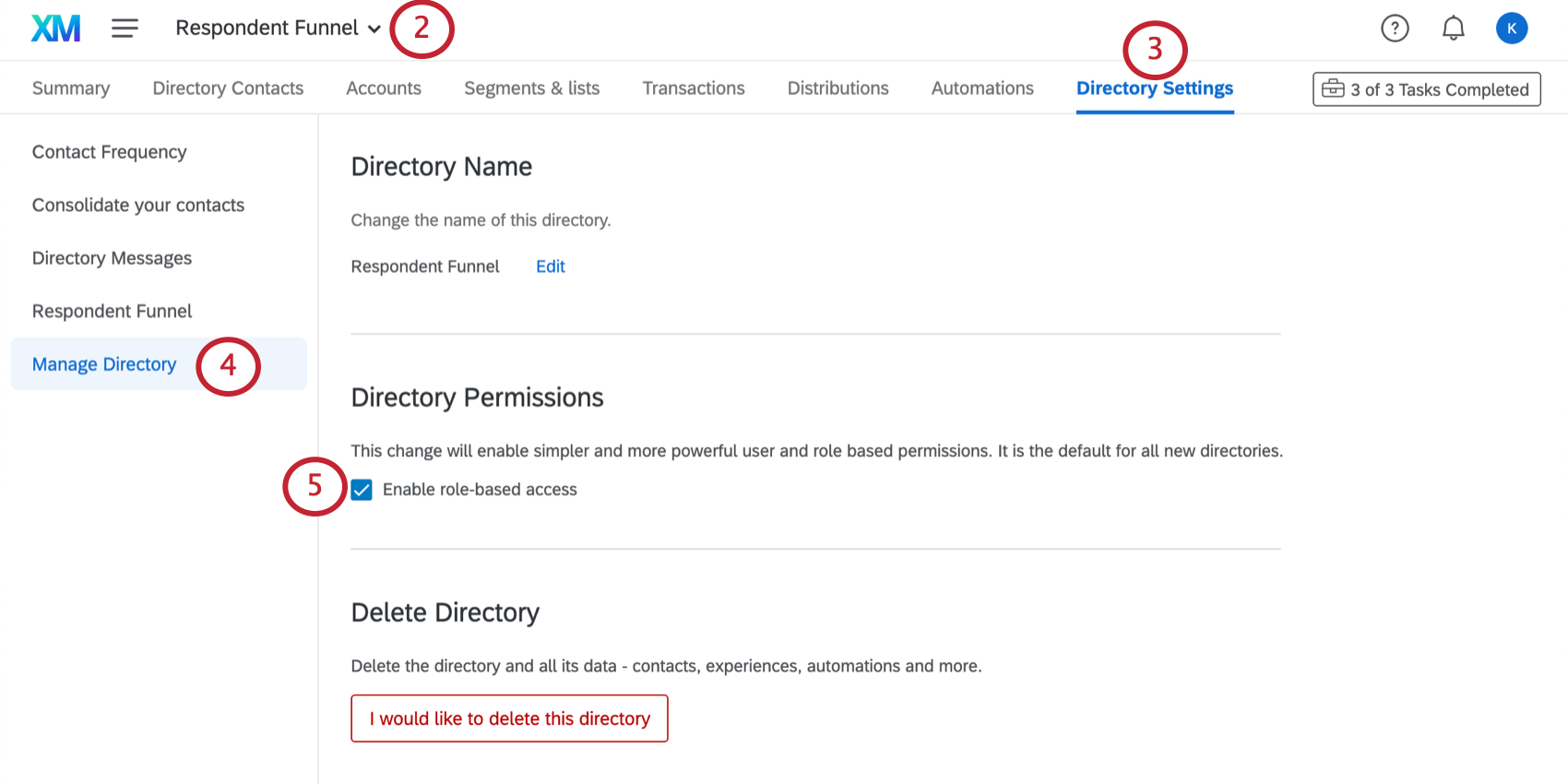 acessar as funções diretório acessando as configurações de gerenciamento de diretório