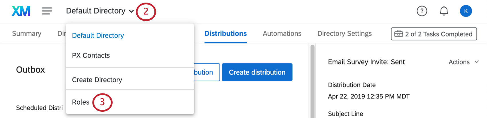Seleccionando la configuración de roles haciendo clic en el nombre del directorio en la parte superior izquierda
