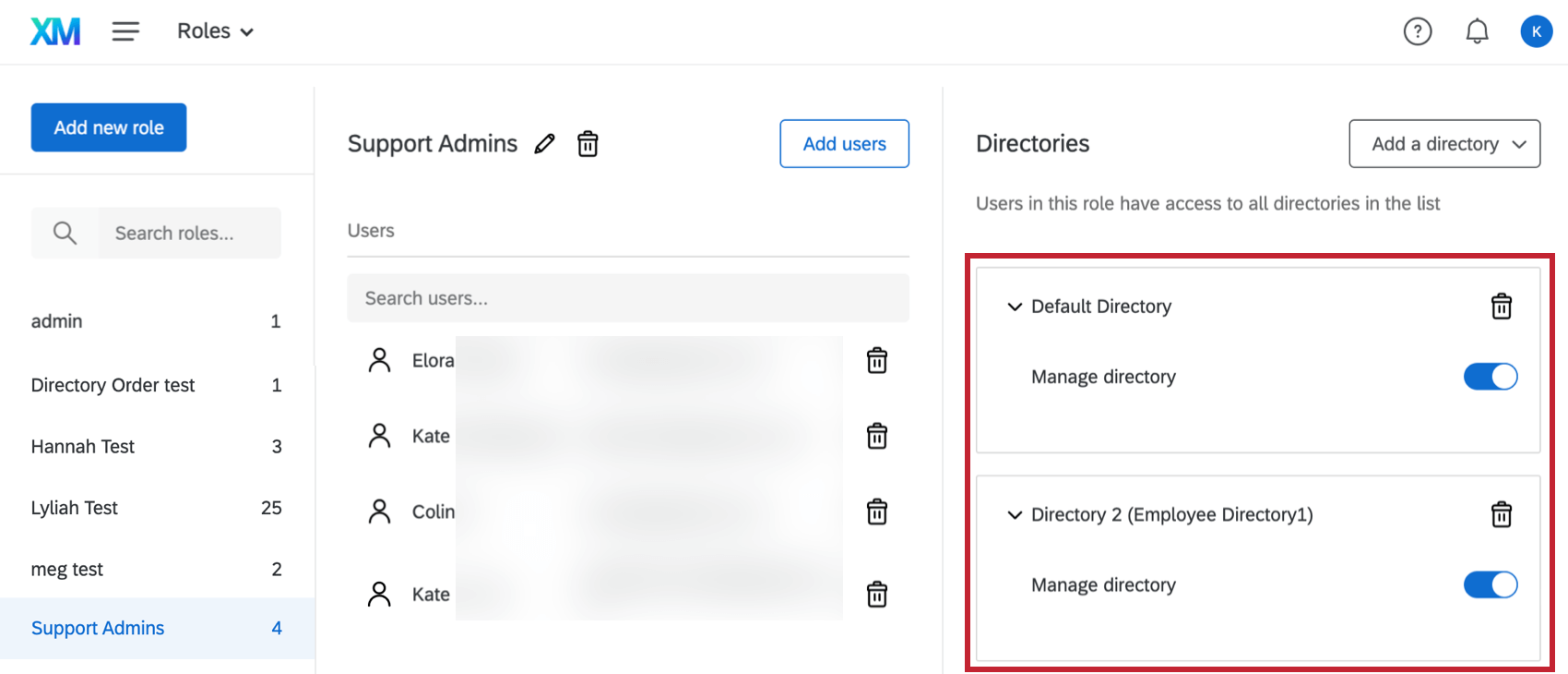 XM DIRECTORYのロールを設定する際にロールベースのパーミッションが必要です。