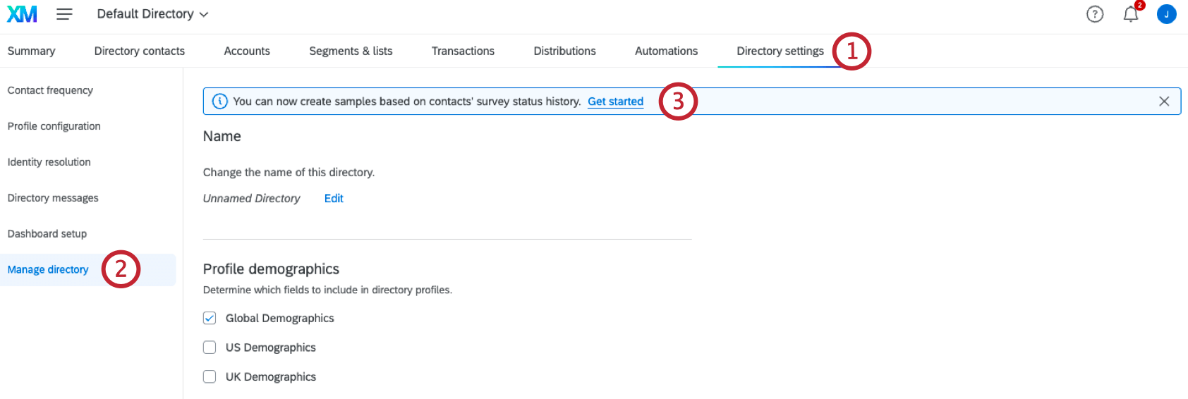 Botón para cargar el historial de estado de la encuesta dentro de la configuración del directorio