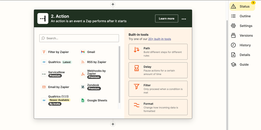 Aktionsschritt zum Anlegen einer ZAP