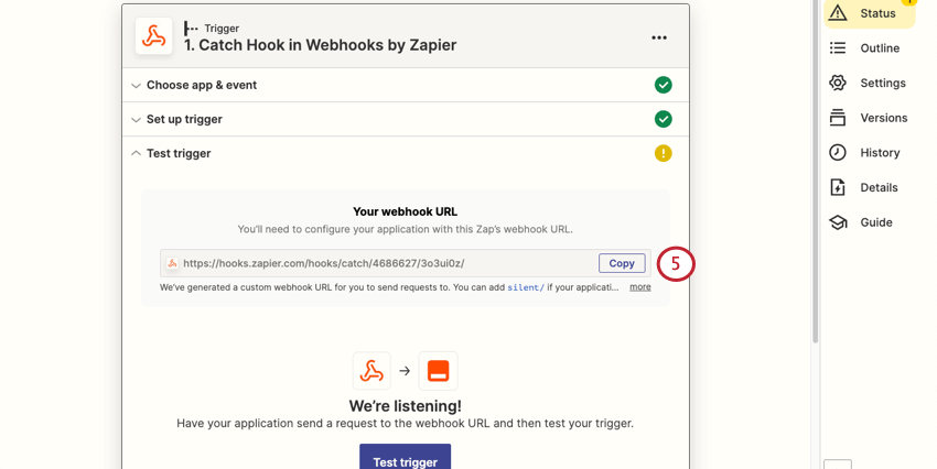 Image of a URL with a copy button next to it