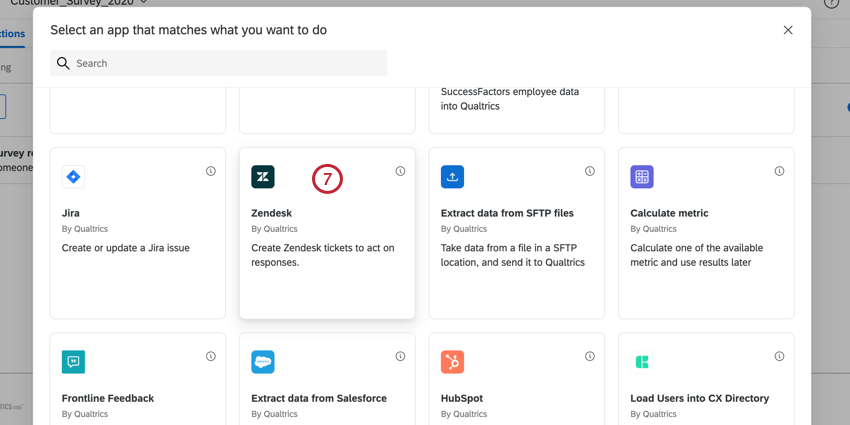 selecting the zendesk event