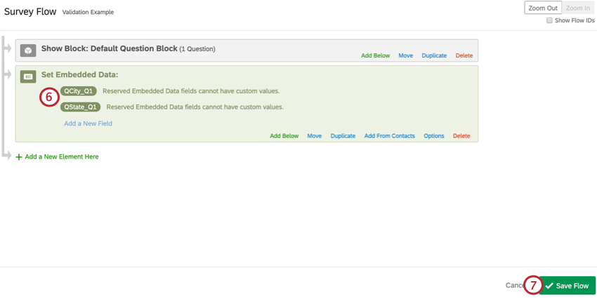 un elemento di dati integrati con due campi dati integrati per lacquisizione di città e stato