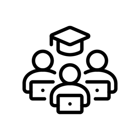 Icon of students on laptops