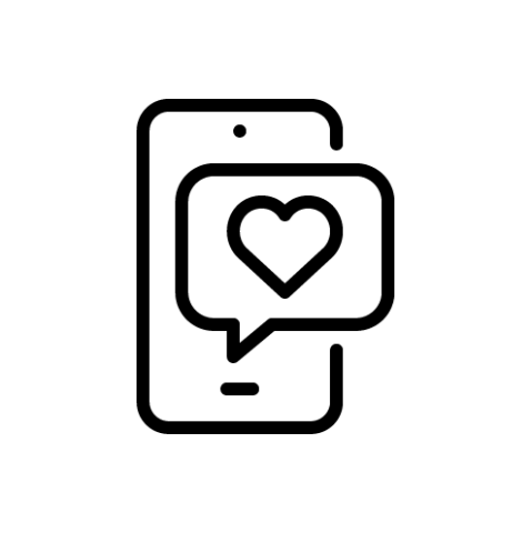 Icon of mobile phone with heart notification