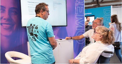 Employee demos products on screen