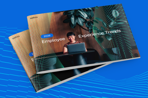 Bound copies of 2026 Employee Experience Trends reports