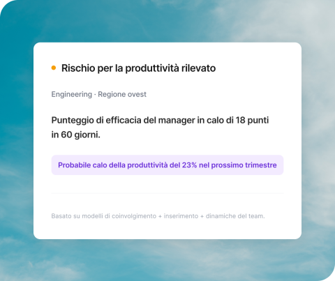 Qualtrics: rischio di produttività in Ingegneria Regione Ovest, con calo del 23% previsto nel prossimo trimestre.