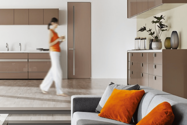 Woman walking in her house