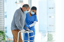 Healthcare worker with patient