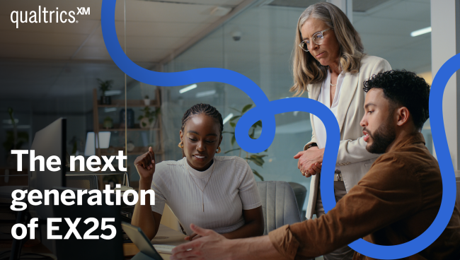 HR team using Qualtrics EX25 employee experience measurement platform in modern office setting