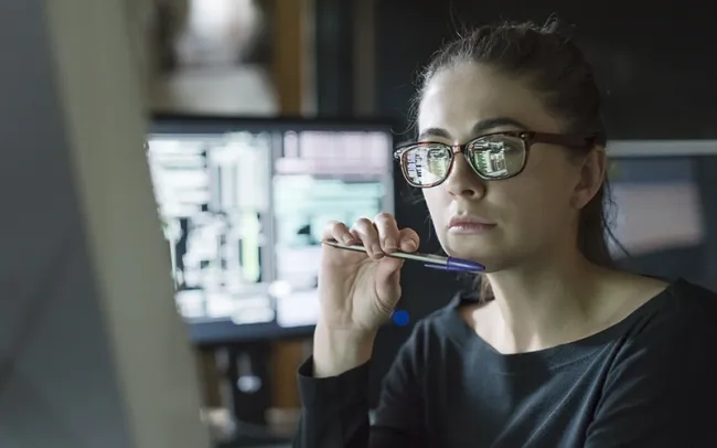 Researcher at her computer