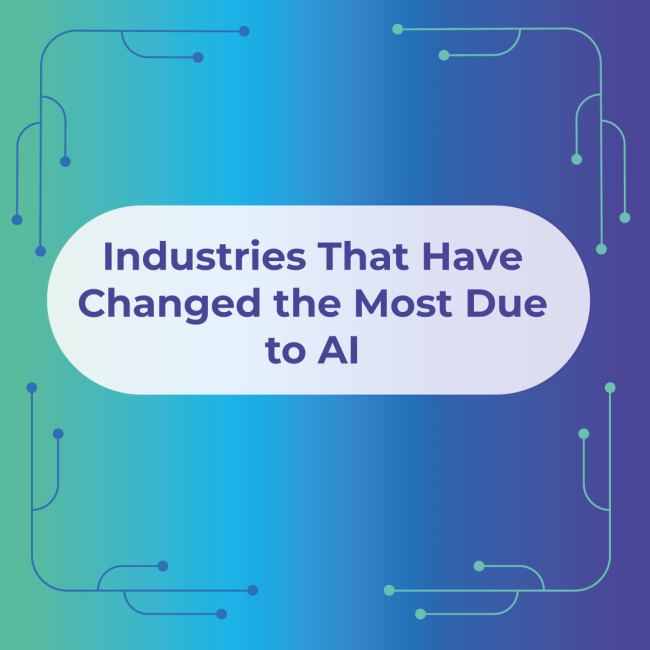 Industries That Have Changed the Most Due to AI — circuit pattern design on blue-green gradient background