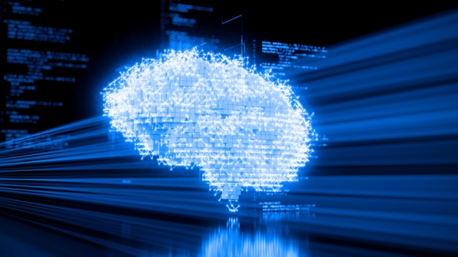 Digital background depicting innovative technologies in (AI) artificial systems.