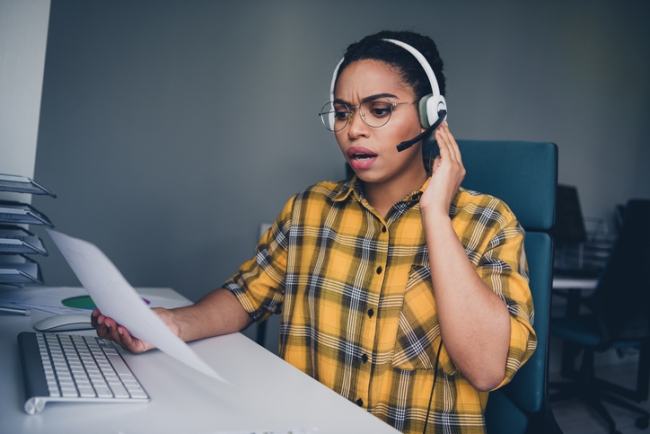 Customer care employee using a negative tone of voice.